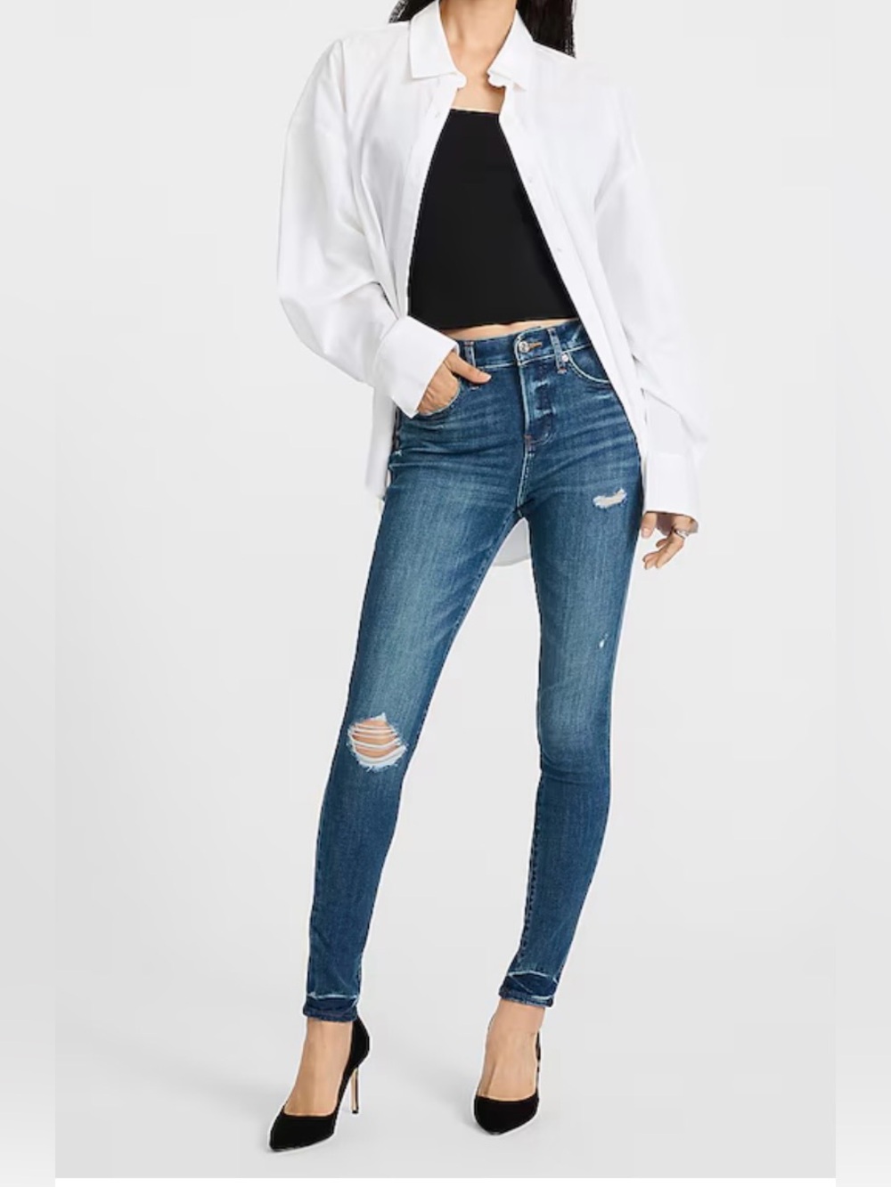 Express Dark Washed Blue Skinny Jeans - Picture 4 of 12